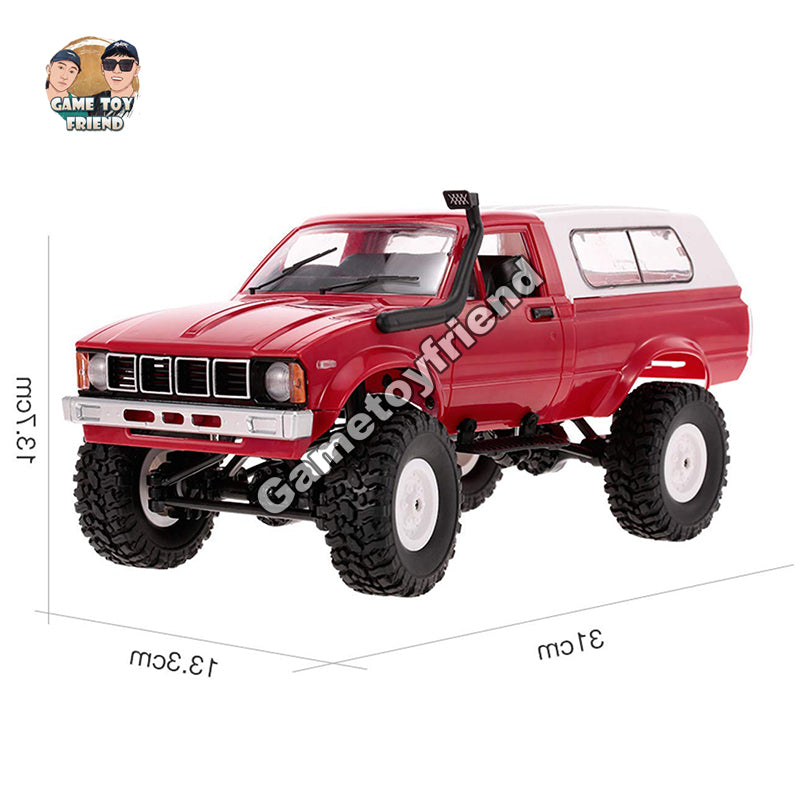 Gametoyfriend 1/16 Pickup Trucks Blue with LED Lights 2.4Ghz 4x4 Off-Road RC Semi Trucks All Terrain Car-(WPL C24)-81090