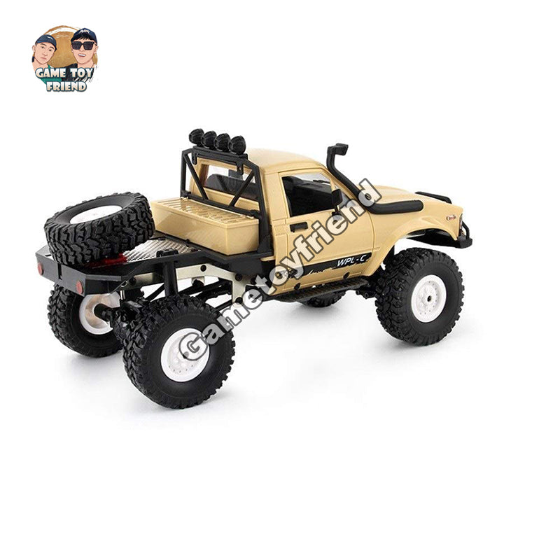 Gametoyfriend 1:16 2.4G 2CH 4WD Offroad RC Crawler Kids Toy Climb Semi Truck RTR Trailer LED Lights Red (WPL-C14)-81089