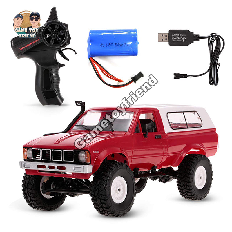 Gametoyfriend 1/16 Pickup Trucks Blue with LED Lights 2.4Ghz 4x4 Off-Road RC Semi Trucks All Terrain Car-(WPL C24)-81090