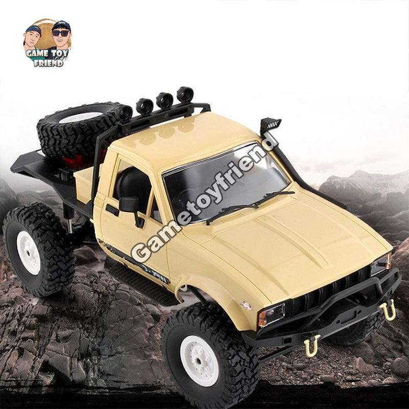 Gametoyfriend 1:16 2.4G 2CH 4WD Offroad RC Crawler Kids Toy Climb Semi Truck RTR Trailer LED Lights Red (WPL-C14)-81089