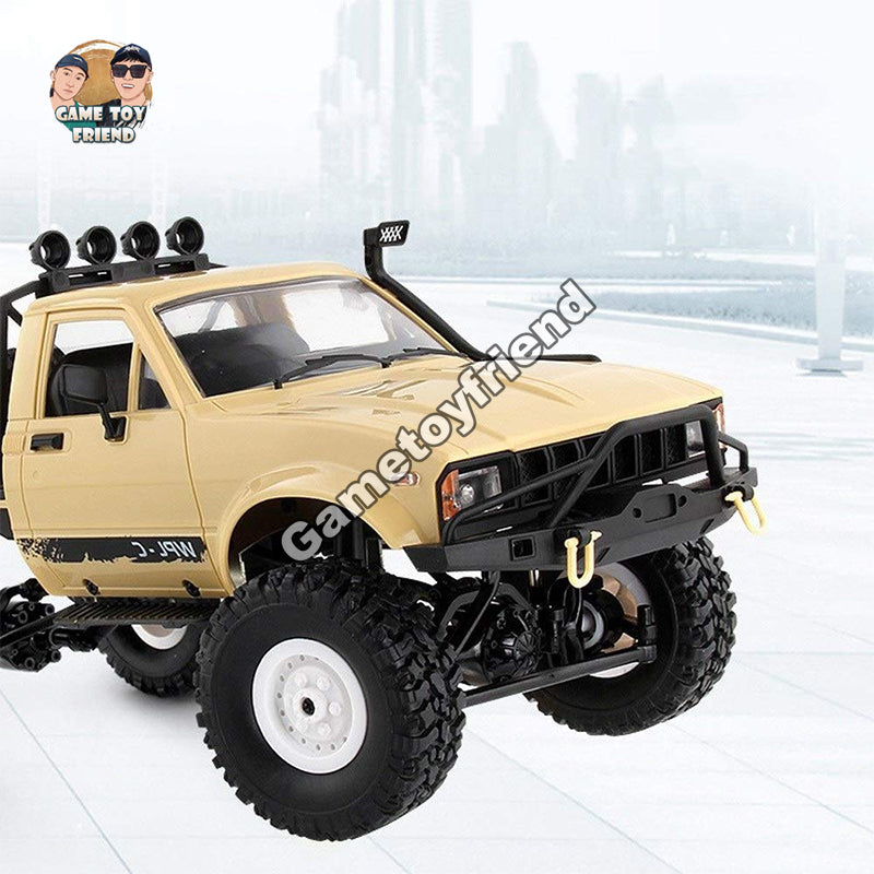 Gametoyfriend 1:16 2.4G 2CH 4WD Offroad RC Crawler Kids Toy Climb Semi Truck RTR Trailer LED Lights Red (WPL-C14)-81089