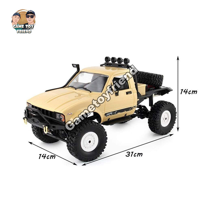 Gametoyfriend 1:16 2.4G 2CH 4WD Offroad RC Crawler Kids Toy Climb Semi Truck RTR Trailer LED Lights Red (WPL-C14)-81089