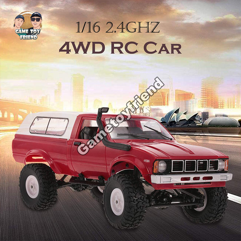 Gametoyfriend 1/16 Pickup Trucks Blue with LED Lights 2.4Ghz 4x4 Off-Road RC Semi Trucks All Terrain Car-(WPL C24)-81090