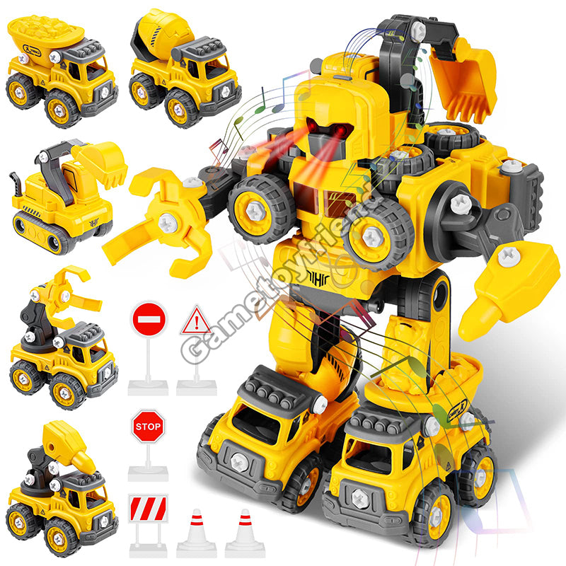 5 in 1 Construction Vehicles Transform Robot Toy-81020