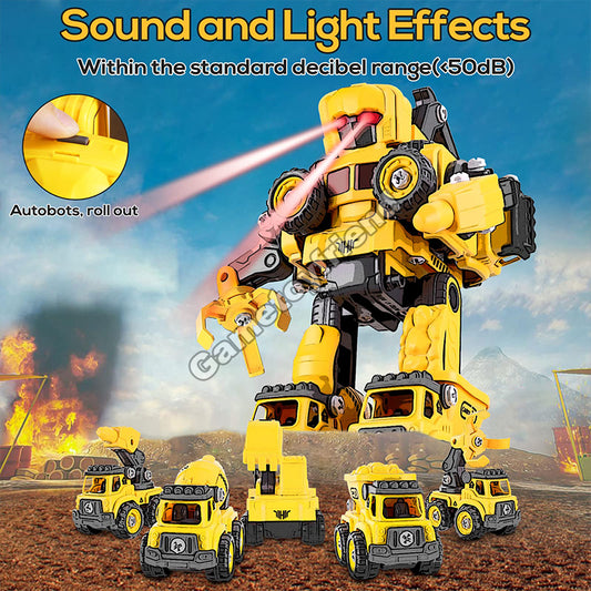 5 in 1 Construction Vehicles Transform Robot Toy-81020