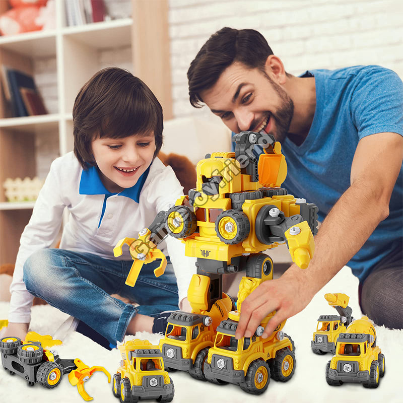 5 in 1 Construction Vehicles Transform Robot Toy-81020