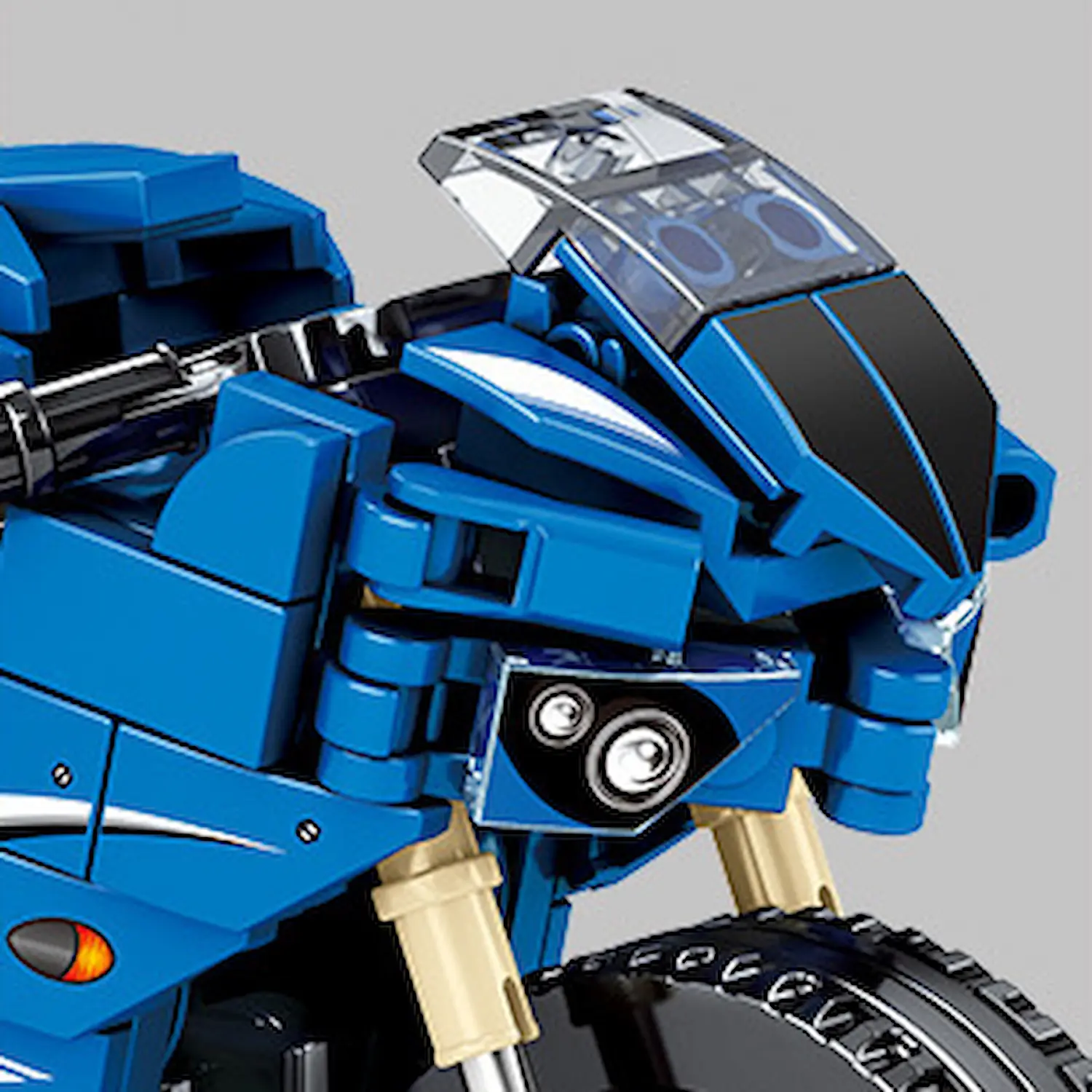 Exquisite simulated front end of the Sembo Block 701102 Yamaha YZF-R1 Blue Motorcycle