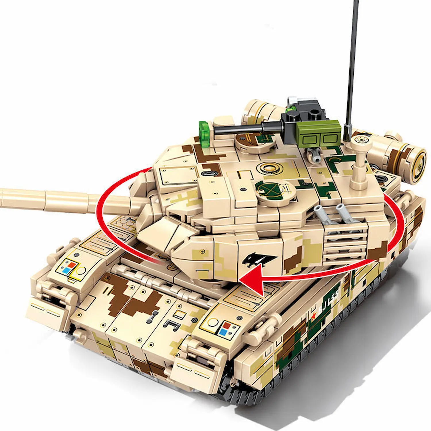 The base of the Sembo Block 203111 Chinese Type 15 Light Tank​ turret can rotate freely