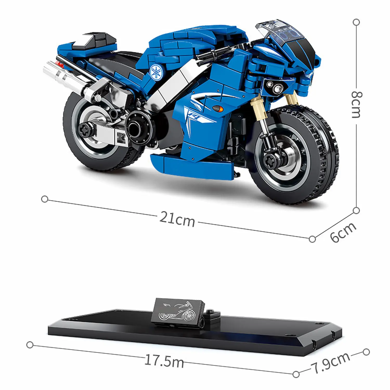 The size of the Sembo Block 701102 Yamaha YZF-R1 Blue Motorcycle