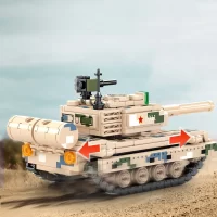 The smooth chain-linked hub drives the Sembo Block 203111 Chinese Type 15 Light Tank​ forward and backward