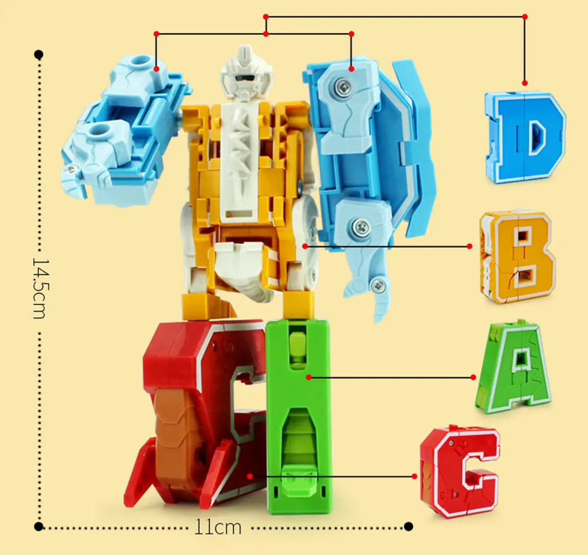 the size of Transformer Combiners Toys Alphabet, Letters A-B-C-D​, Dinosaur