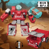 Dump Truck​ Construction Vehicle And Zombie Transformer Toy With Hammer Mallet with background