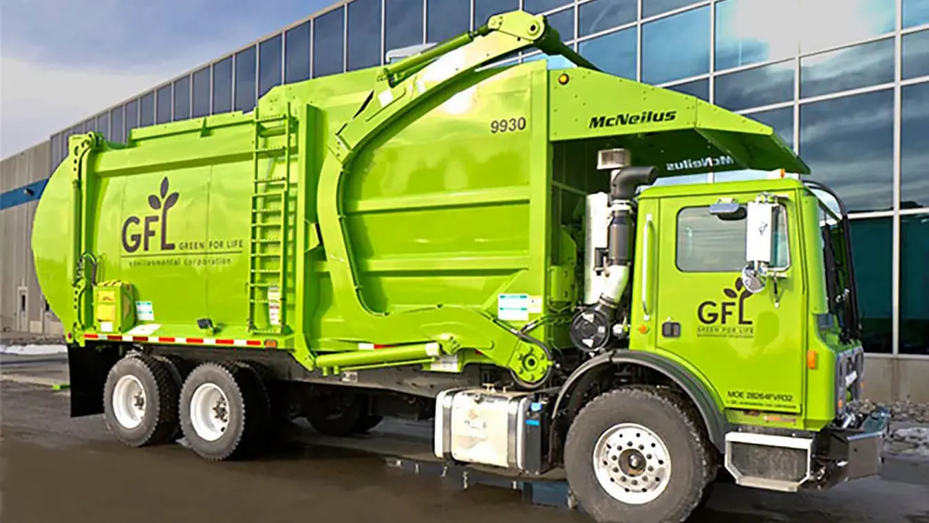 Green Garbage and Trash Truck