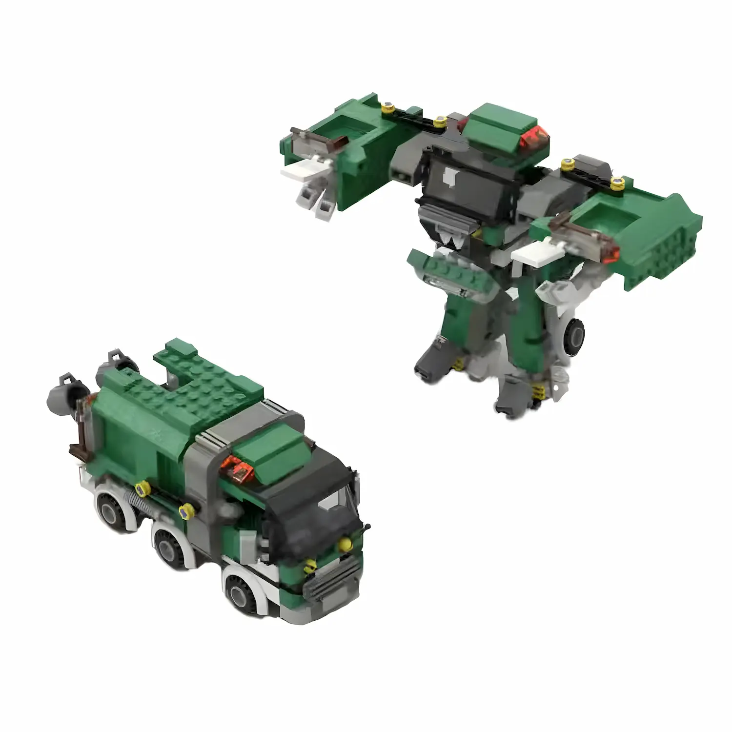 MOC – Green Garbage and Trash Truck Transformer(LEGO Alternative Bricks) 2