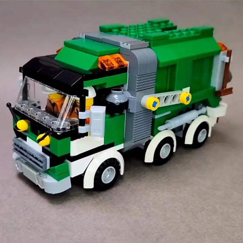 MOC – Green Garbage and Trash Truck Transformer(LEGO Alternative Bricks)