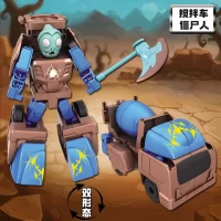 Mixer Construction Vehicle And Zombie Transformer Toy With Battle Axe with background