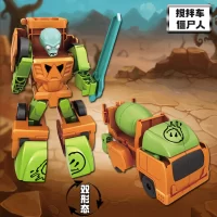 Mixer Construction Vehicle And Zombie Transformer Toy With Sword with background