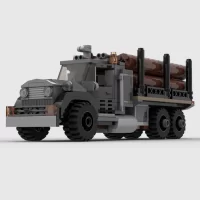 MOC 92555 - Vintage Logging Truck(LEGO Alternative Bricks) in grey background