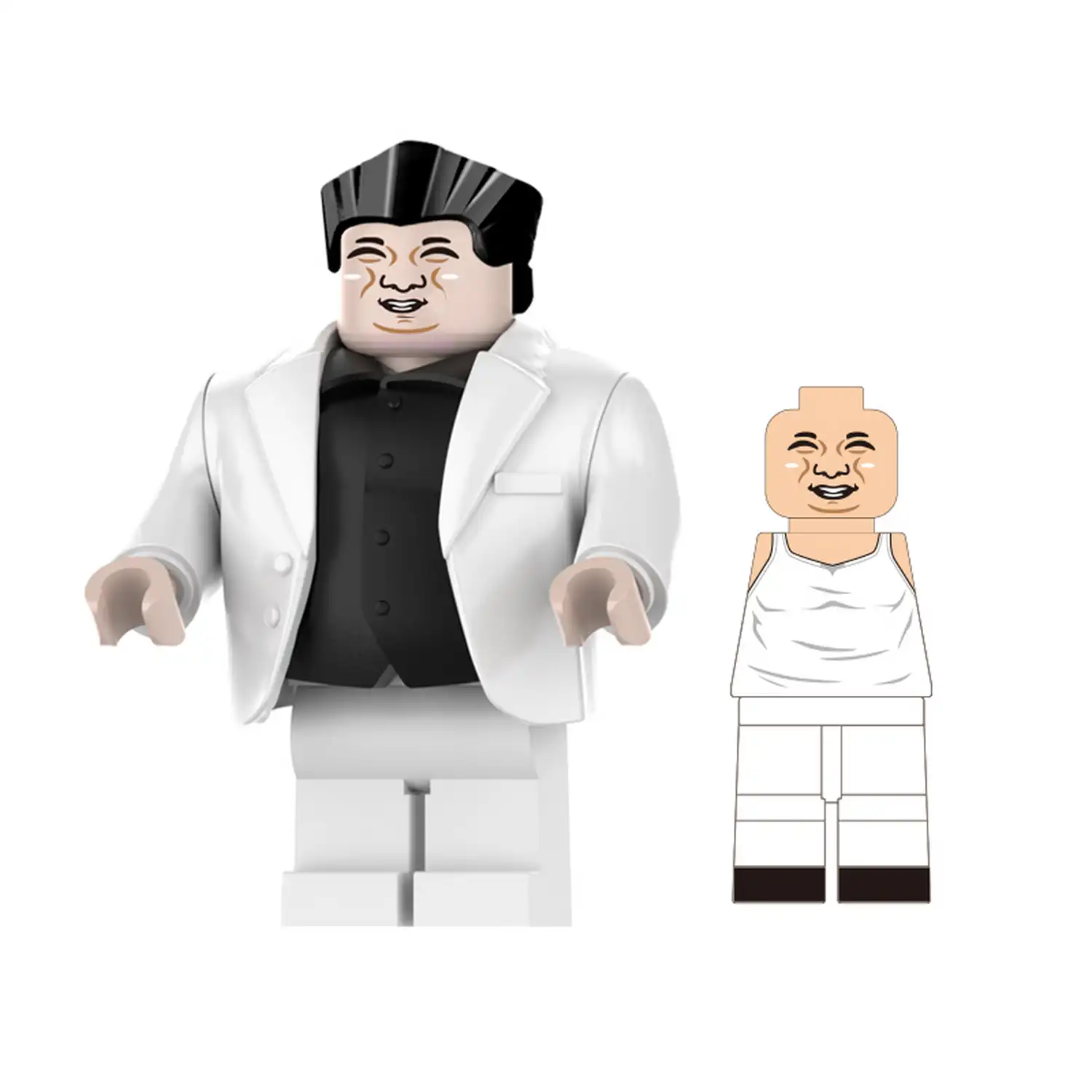 Minifigure - Amiable Fat Guy In White Business Suit with Black Hair​(LEGO Alternative Bricks)