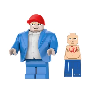 Minifigure - Sincere Fat Guy In Blue Business Suit with Red Hat​(LEGO Alternative Bricks)