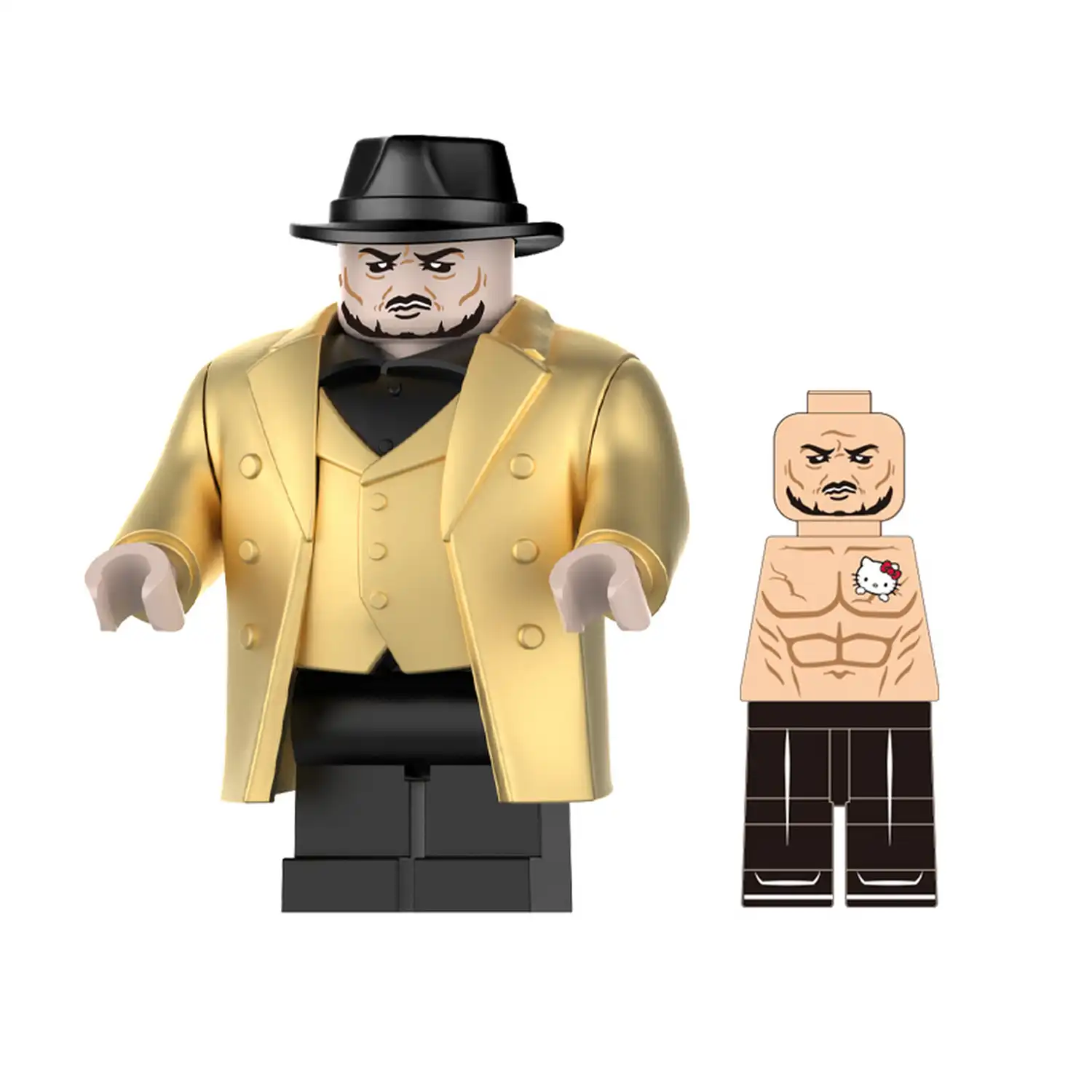 Minifigure - composed Fat Guy In Gold Business Suit with Black Hat​(LEGO Alternative Bricks)