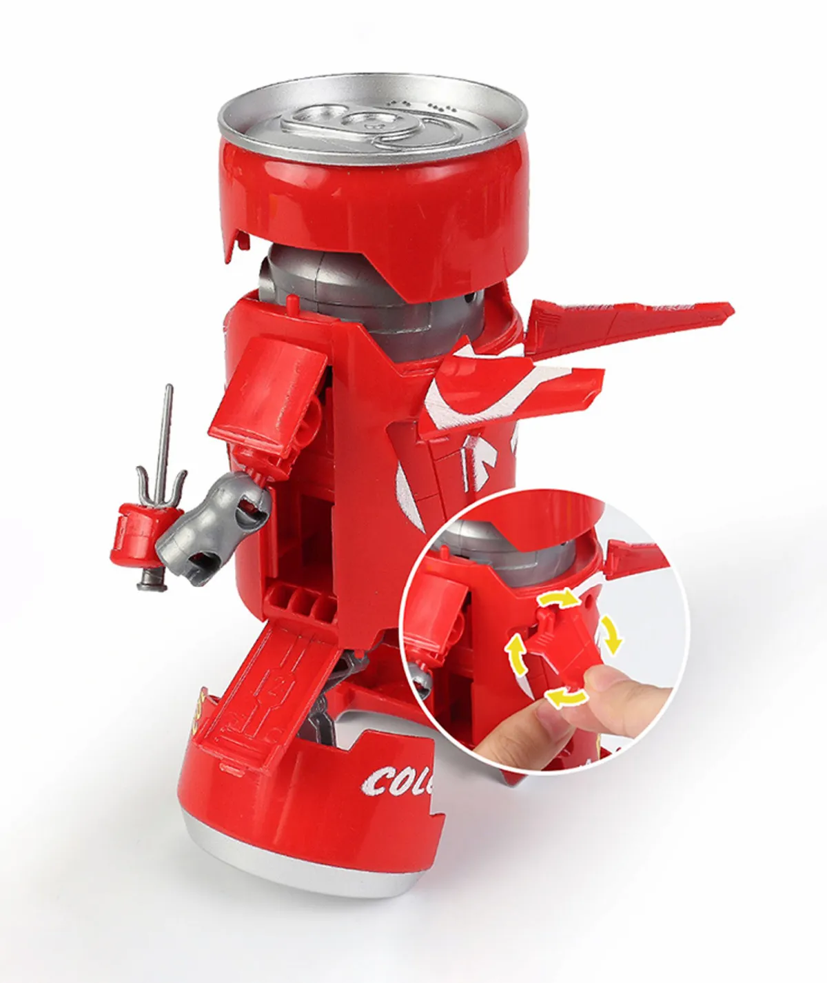 The back wings of Red Coca Cola Soda Can Drinks Transformer​ Toys can be rotated freely