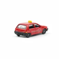 the back of Tianjin FAW Xiali Red Taxi - Diecast Cars Model Toy - 164 Scale