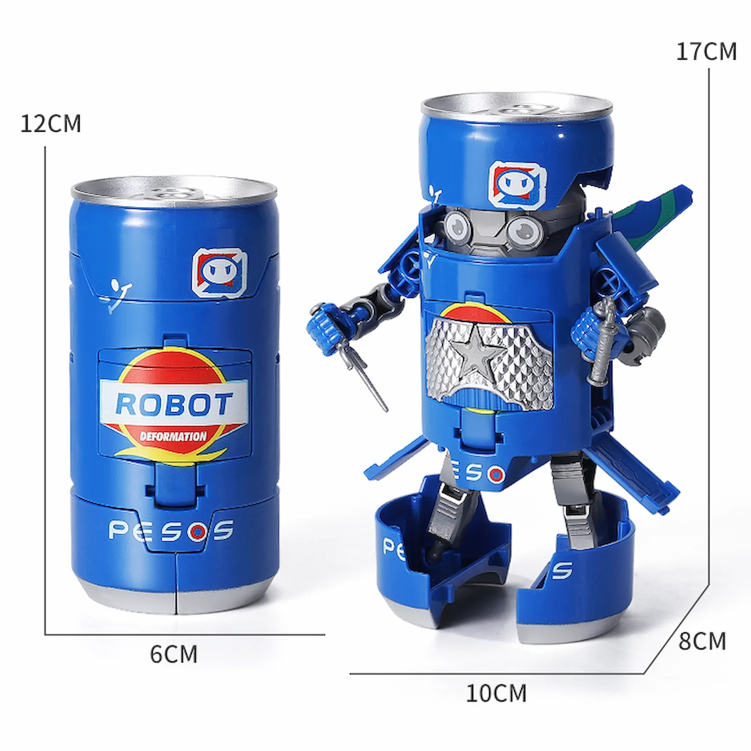 the product size of Blue Pepsi Soda Can Drinks Transformer​ Toys