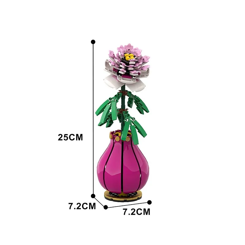 the size of MOC 153192 – Peony Flower(LEGO Alternative Bricks)