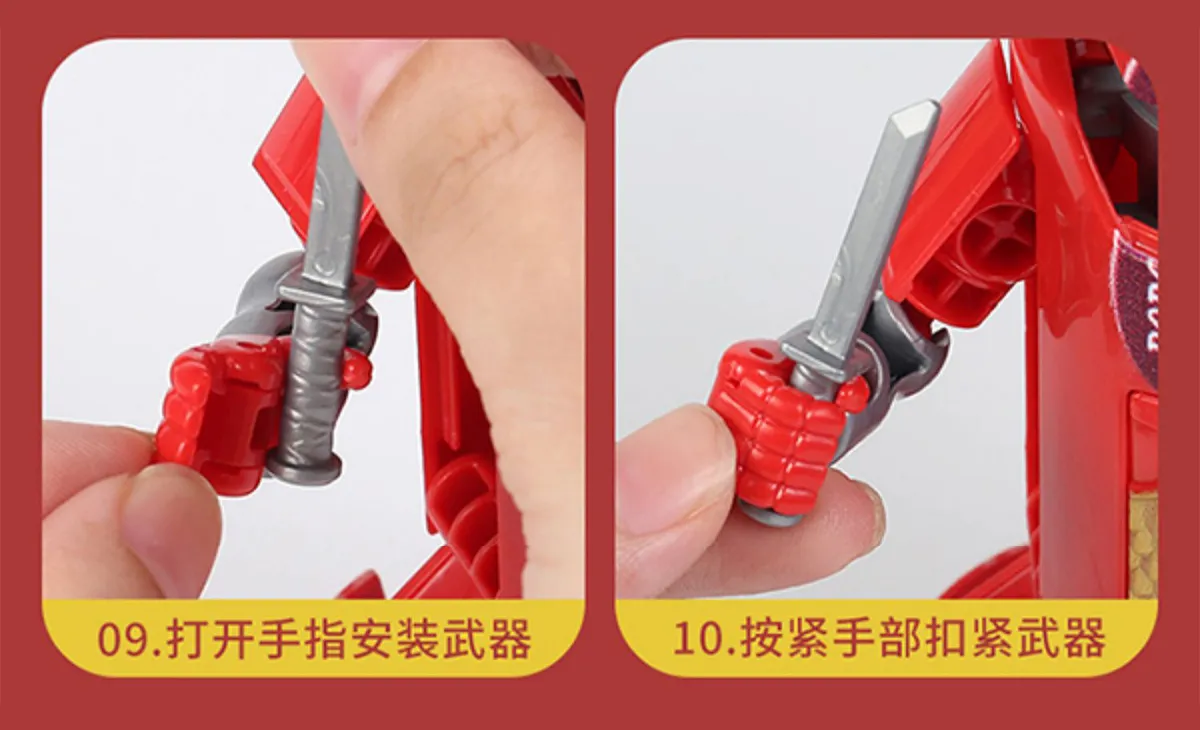 the step 9 and step 10 of instruction of Red Coca Cola Soda Can Drinks Transformer​ Toys