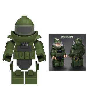 Custom Piece Miniature – EOD Explosive Ordnance Disposal suit or heavy bomb disposal suit green – 3D Print for LEGO minifigure