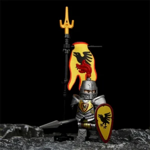 Minifigure Dark Raven Knight along with a battle standard LEGO Alternative Minifigure Dark Raven Knight along with a battle standard LEGO Alternative