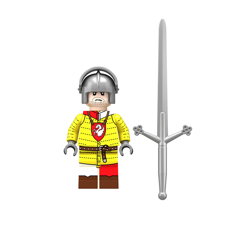 Minifigure Medieval Soldier Man-at-Arms yellow red LEGO Alternative