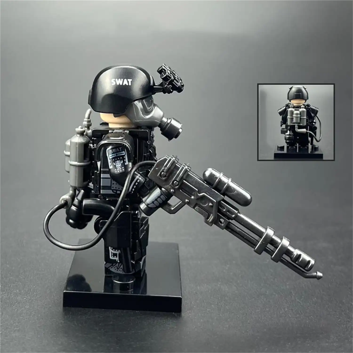 Minifigure - SWAT Special Weapons and Tactics Flamethrower Trooper Anti Riot Specialist (LEGO Alternative)