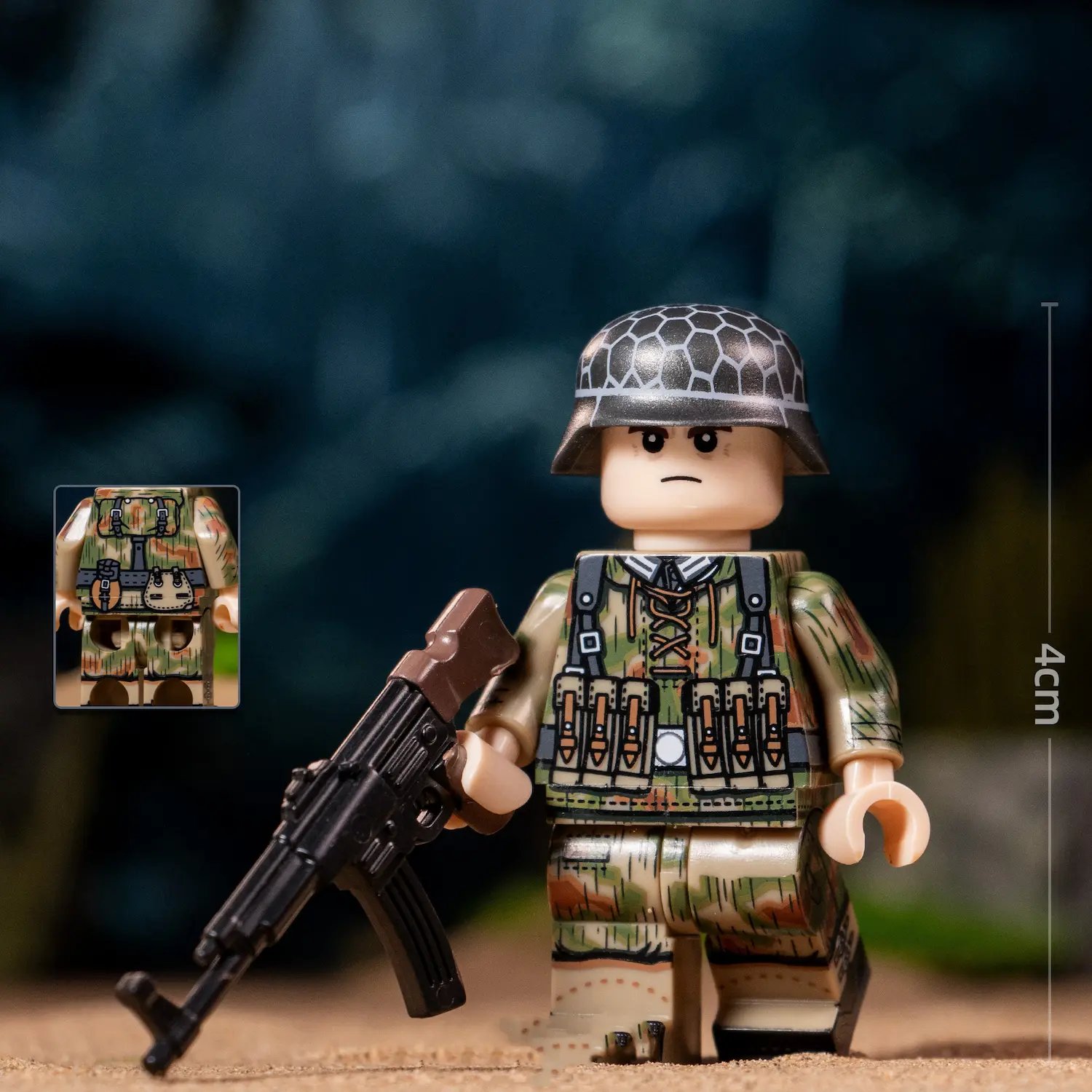 Minifigure - Splittertarnmuster splinter pattern camouflage German soldier from World War II (LEGO Compatible)