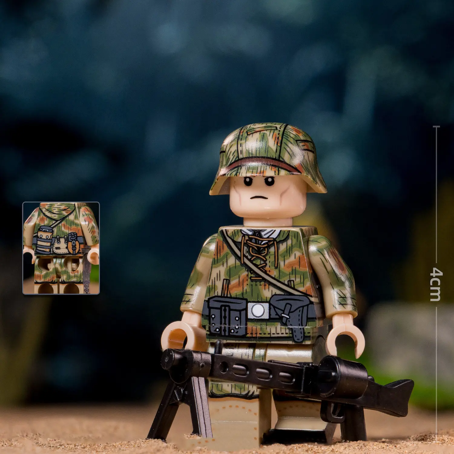 Minifigure - Sumpfmuster 43 44 Marsh or TanWater camouflage German machine gunner from World War II (LEGO Compatible)