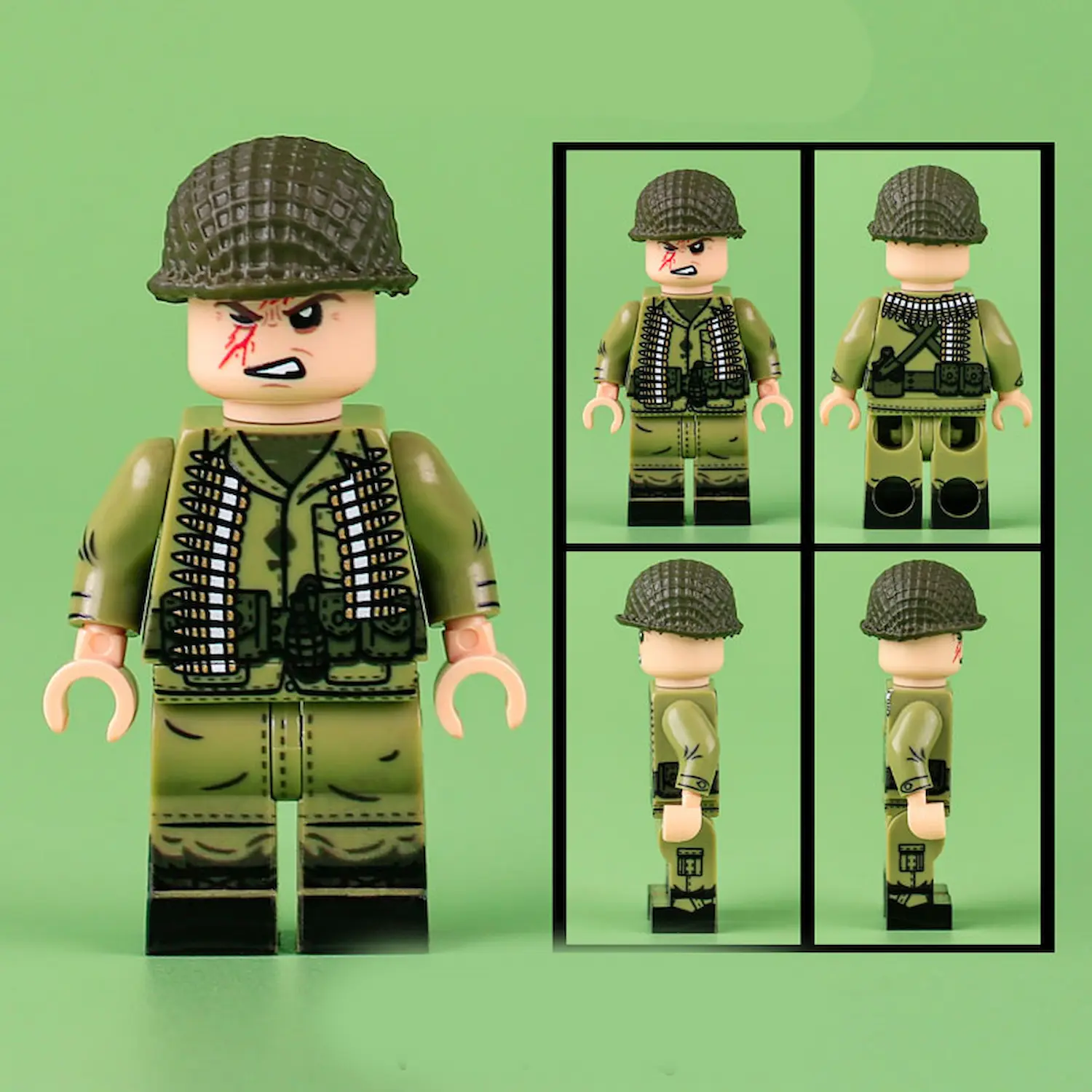 Minifigure - United States Army or Marine Corps machine gunner from the Vietnam War (LEGO Compatible)