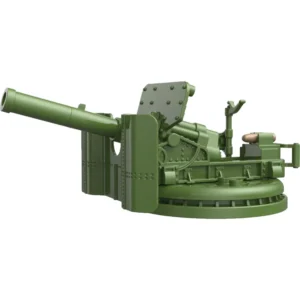 Custom Piece Miniature – heavy caliber deck gun World War II era naval or coastal artillery gun olive green – 3D Print for LEGO minifigure