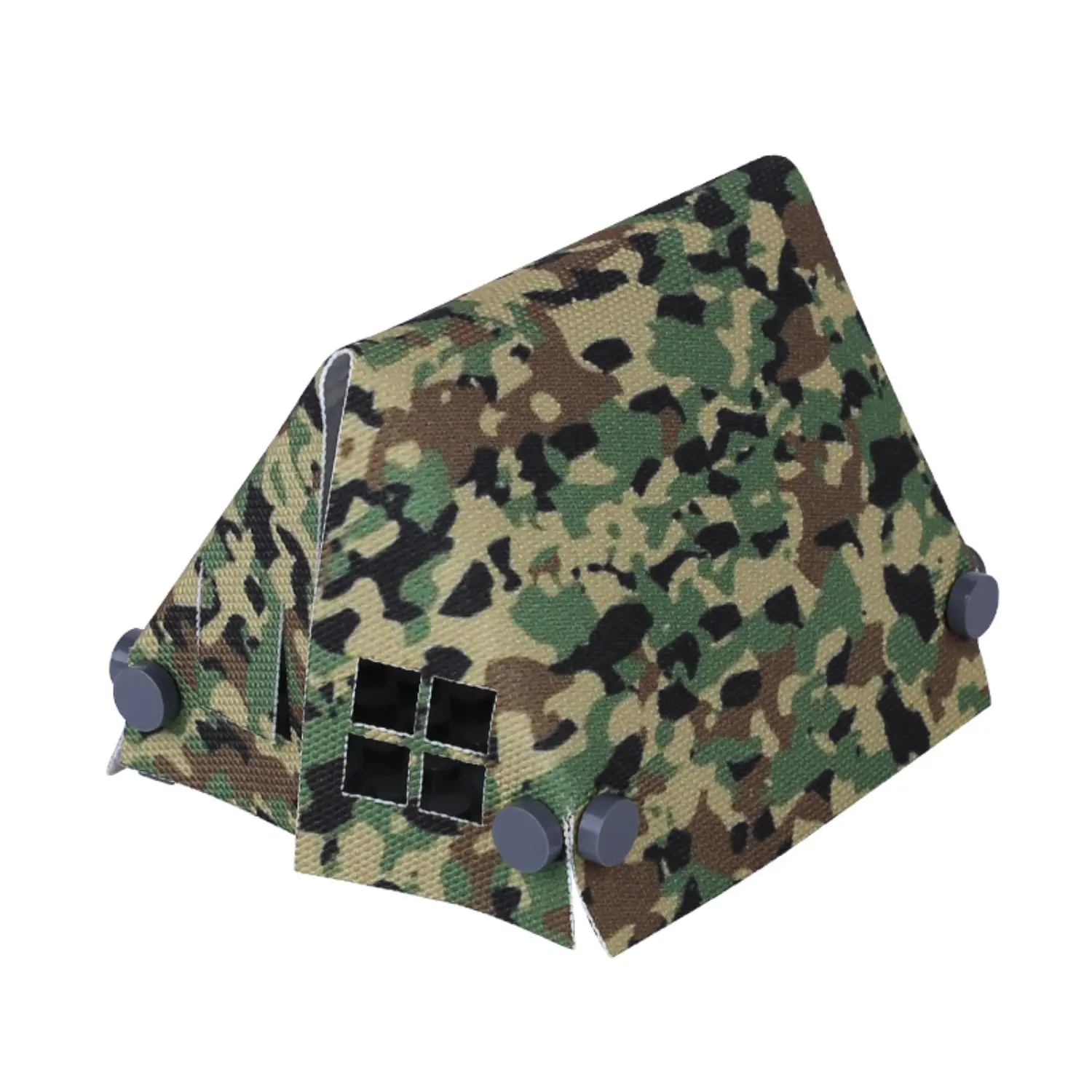 Custom Piece Miniature – large A-frame tent printed with a modern digital woodland camouflage pattern – 3D Print for LEGO minifigure