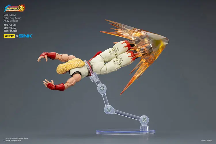 Action Figure - Andy Bogard KOF _98 UM Fatal Fury Team SNK 1 18 - JOYTOY The King of Fighters fighting on display stand rectangle image