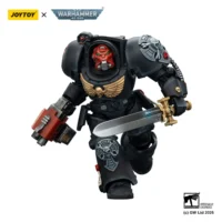 Action Figure - Black Templars Terminator 1 with Power Sword and Storm Bolter 1 18 - JOYTOY Warhammer 40K in white background 3