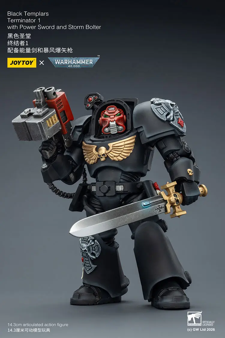 Action Figure - Black Templars Terminator 1 with Power Sword and Storm Bolter 1 18 - JOYTOY Warhammer 40K rectangle image 2