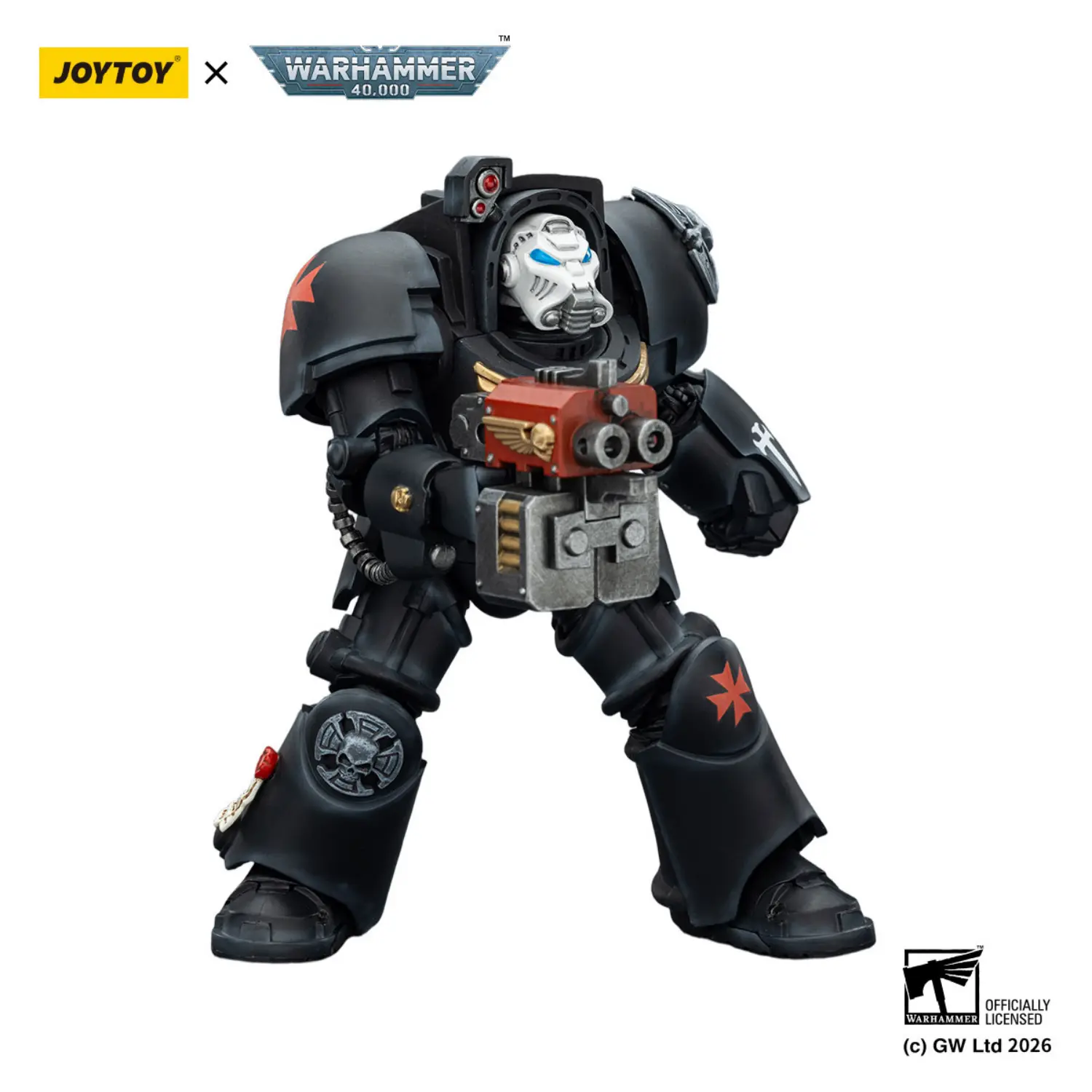 Action Figure - Black Templars Terminator 2 with Power Fist and Storm Bolter 1 18 - JOYTOY Warhammer 40K in white background 4