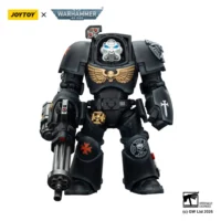 Action Figure - Black Templars Terminator 3 with Power Fist and Assault Cannon 1 18 - JOYTOY Warhammer 40K in white background 1
