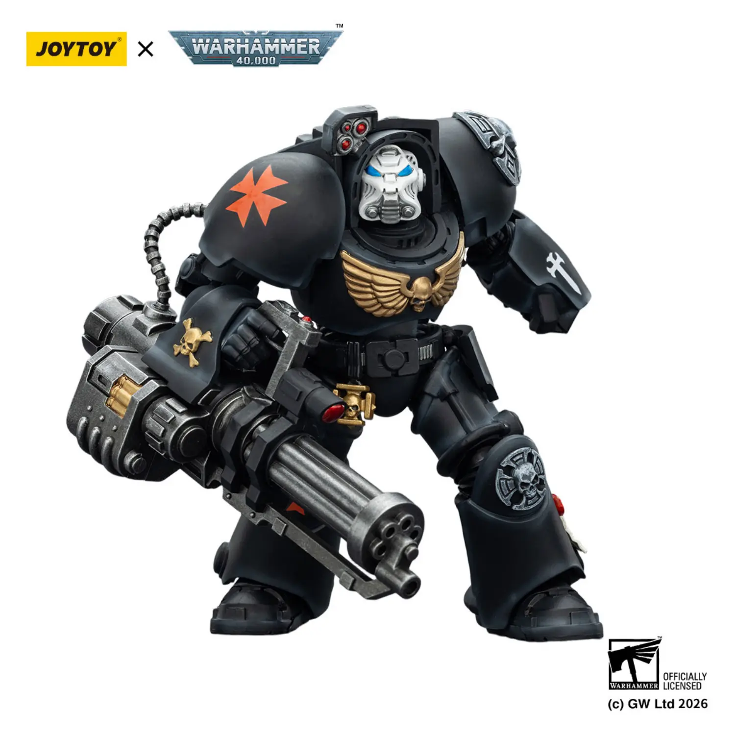 Action Figure - Black Templars Terminator 3 with Power Fist and Assault Cannon 1 18 - JOYTOY Warhammer 40K in white background 2