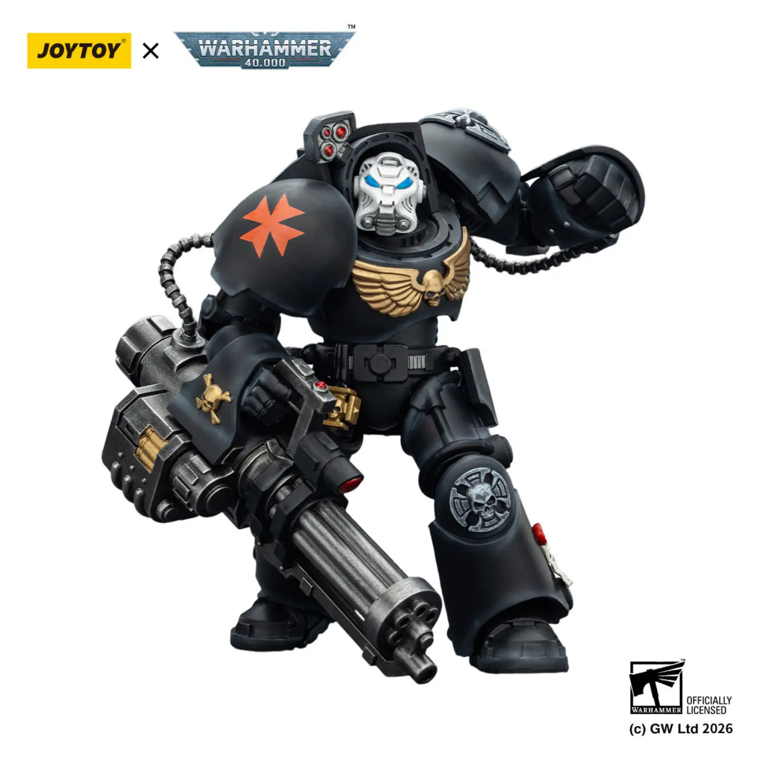 Action Figure - Black Templars Terminator 3 with Power Fist and Assault Cannon 1 18 - JOYTOY Warhammer 40K in white background 3