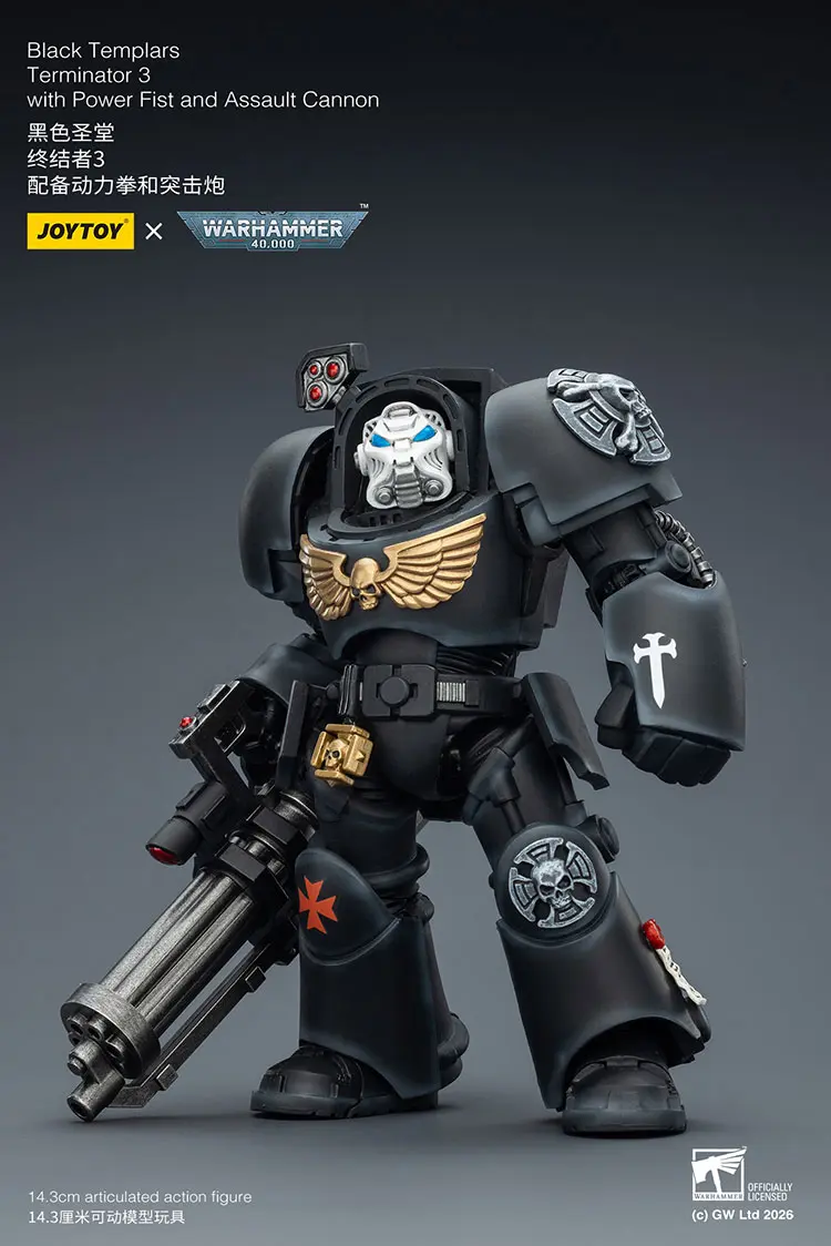 Action Figure - Black Templars Terminator 3 with Power Fist and Assault Cannon 1 18 - JOYTOY Warhammer 40K rectangle image 1
