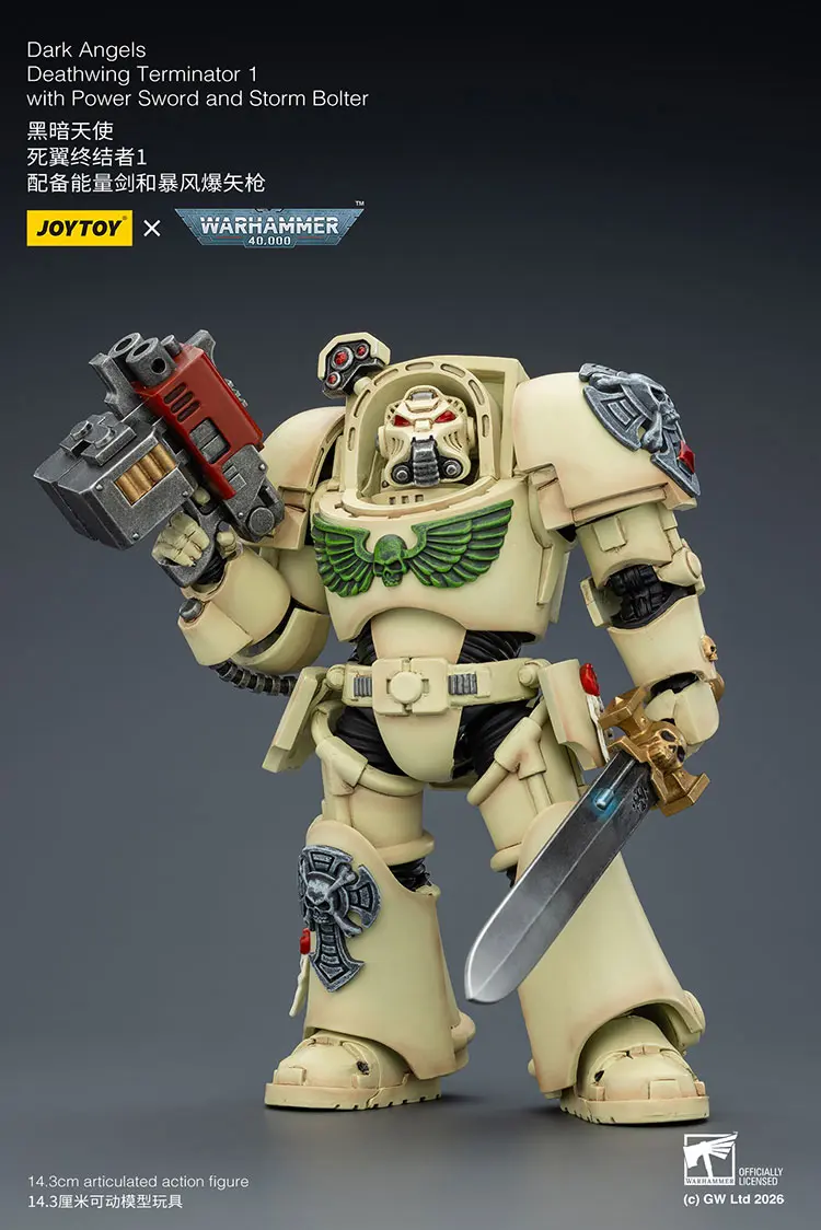 Action Figure - Dark Angels Deathwing Terminator 1 with Power Sword and Storm Bolter 1 18 - JOYTOY Warhammer 40K rectangle image 1