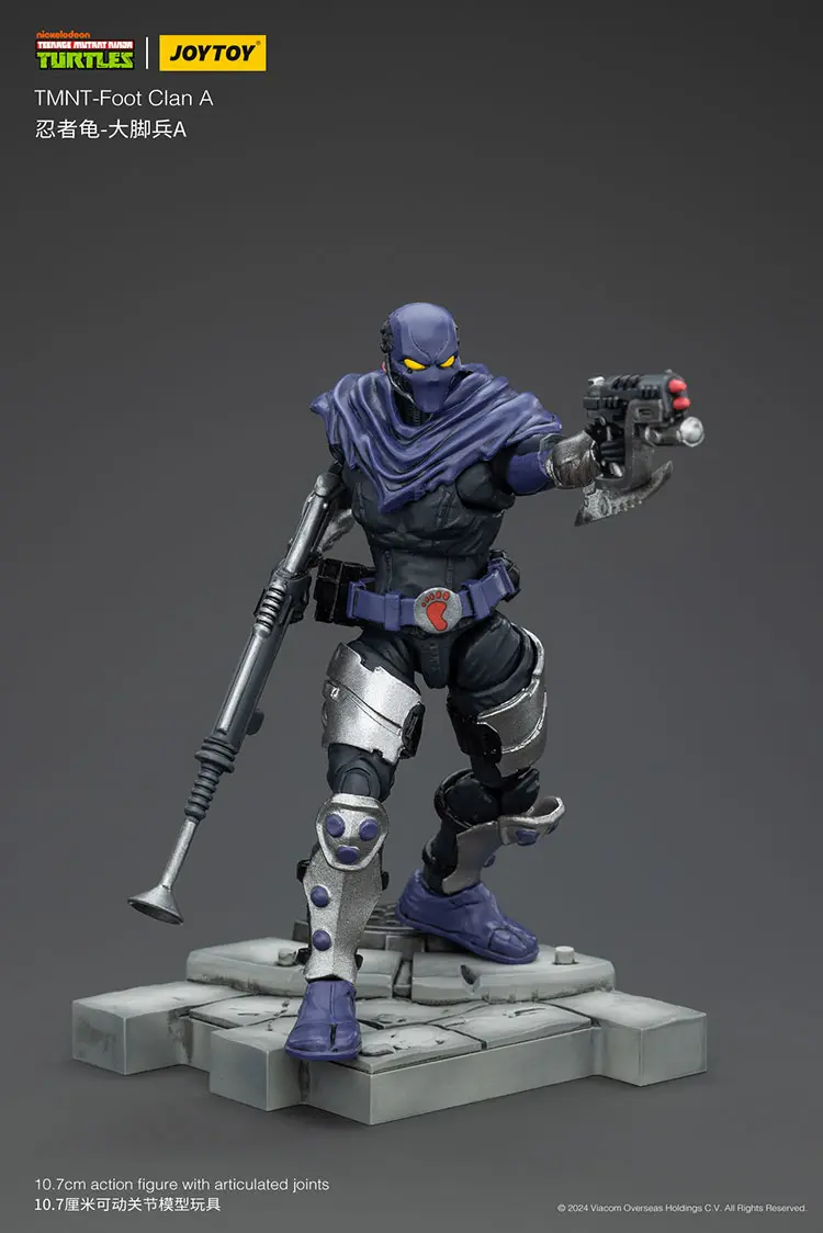 Action Figure - Foot Clan A on display stand TMNT Nickelodeon 1 18 - JOYTOY Teenage Mutant Ninja Turtles rectangle image
