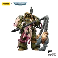 Action Figure - JOYTOY Death Guard Blightlord Terminator with Flail of Corruption 1 18 - Warhammer 40K in white background